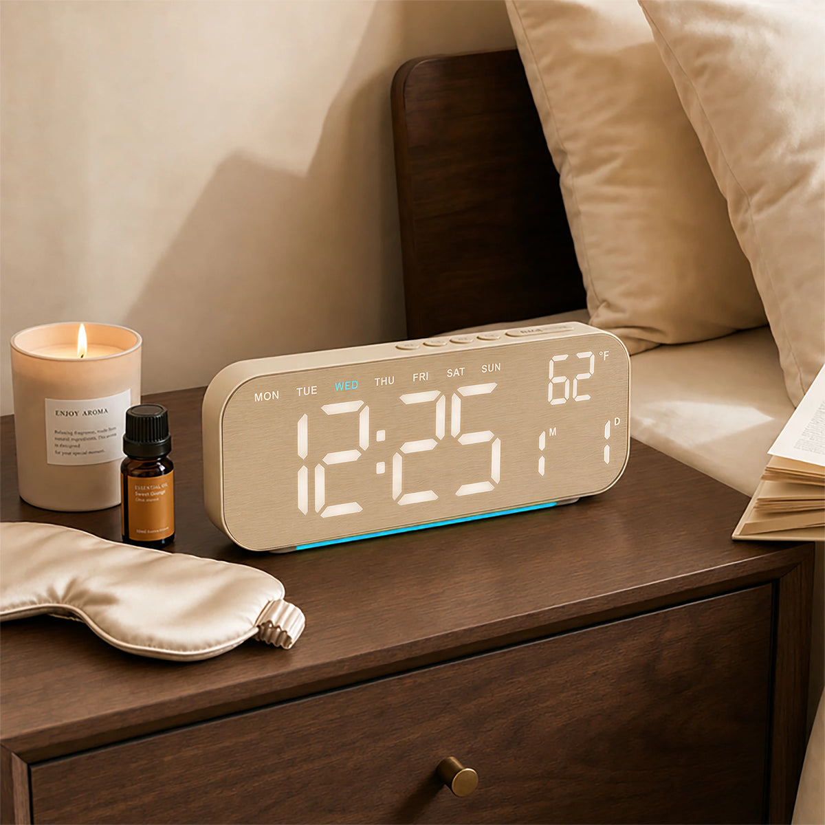 10-Inch 4-Color LED Digital Alarm Clock with Ambient Light, Dual Alarms, Auto Dimming, Timer & USB-C – Bedside Clock