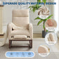 Nursery Glider Rocking Chair with Adjustable Footrest – High Back Upholstered Lounge Chair with Side Pockets, Beige