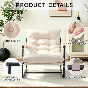 Upholstered Accent Chair with Metal Frame – Soft Cushioned Armchair for Living Room, Bedroom & Reading Lounge