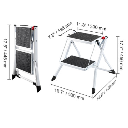 1-Step Adjustable Folding Step Stool, 330 lbs Capacity, Heavy Duty Non-Slip Steel Platform for Home, Bathroom & RV