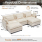113.4-Inch Modular Cloud Sectional Sofa with Ottoman – Oversized Deep Seat Couch, Solid Wood Frame for Living Room