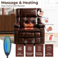 Dual Motor Power Lift Recliner Chair with Massage & Heat – Oversized Lay-Flat Lift Assist Chair with Arm Storage for Seniors