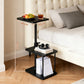 Adjustable Swivel C-Shaped Side Table with Storage Shelf for Recliner, Sofa & Bed, Black