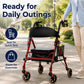 Heavy-Duty Rollator Walker with Seat – 350 lbs Capacity, Lightweight Foldable Frame, Adjustable Height & Storage