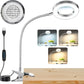 5X LED Magnifying Desk Lamp, USB Powered, 3 Color Modes, 10 Brightness Levels, Flexible Gooseneck with Metal Clamp