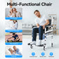 Foldable Rolling Shower Commode Chair with Bidet – 3-Level Height Adjustable, Safety Belt & 4 Locking Wheels, 352 lb Capacity