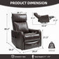 Manual Rocker Swivel Recliner Chair with Massage & Heat, Brown Faux Leather Upholstered Reclining Chair