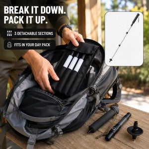 LED Walking Stick with Detachable Light, USB-C Rechargeable Aluminum Alloy Hiking Cane for Night Walking, Camping & Trekking