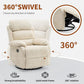 360° Swivel Rocking Recliner Chair – Upholstered Nursery Rocker Armchair with Side Pocket & Retractable Footrest