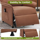 Leather Power Recliner Chair with 21-Inch Seat, Electric Reclining Chair with Thick Cushions & Side Pocket for Living Room