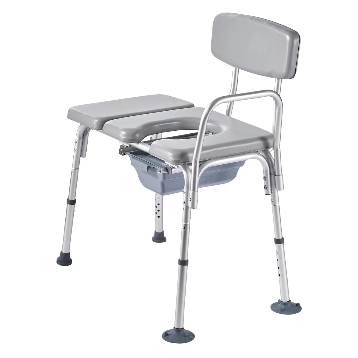 4-in-1 Bedside Commode Chair with Padded Seat & Backrest – Adjustable Height, 5L Removable Bucket, 500 lb Capacity