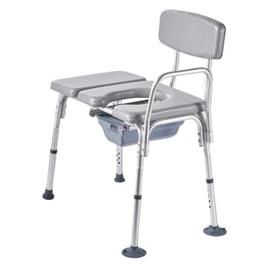 4-in-1 Bedside Commode Chair with Padded Seat & Backrest – Adjustable Height, 5L Removable Bucket, 500 lb Capacity