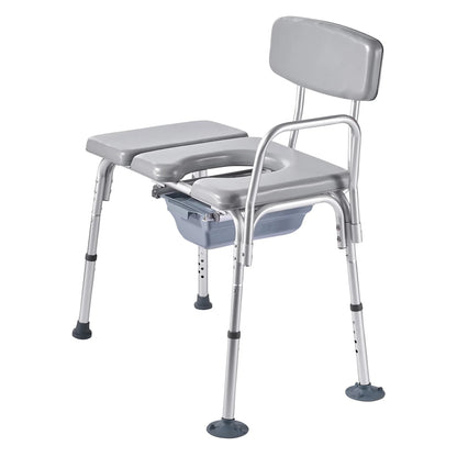 4-in-1 Bedside Commode Chair with Padded Seat & Backrest – Adjustable Height, 5L Removable Bucket, 500 lb Capacity