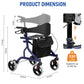 US Stock – All-Terrain Rollator Walker for Seniors with Seat & Backrest, 8" Wheels, Foldable & Height Adjustable – Fast 3–7 Day Shipping