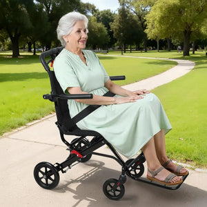 17.7" Lightweight Foldable Manual Wheelchair – Portable Transport Chair for Adults & Narrow Doorways