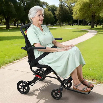 17.7" Lightweight Foldable Manual Wheelchair – Portable Transport Chair for Adults & Narrow Doorways