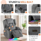 Massage & Heat Recliner Chair with LED Lights, Cup Holders & USB Ports, Upholstered Home Theater Chair