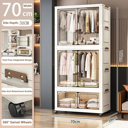 Large Foldable Storage Cabinet, Multi-Size Multifunctional Organizer with Folding Design for Bedroom, Home & Office