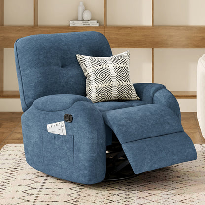 Modern Electric Power Recliner Chair, 108°–165° Adjustable Recline with Long Footrest, Thick Cushioned Seat & Side Pockets