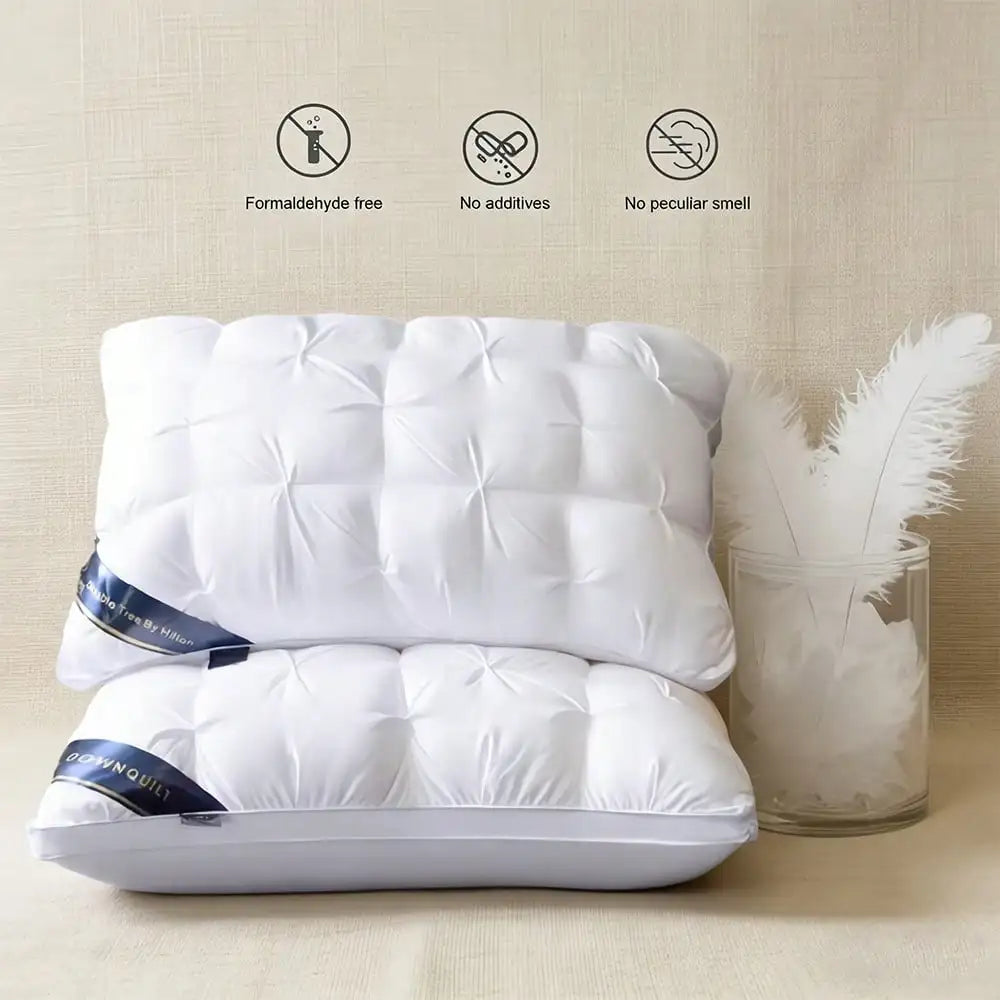 2-Pack Deluxe Bed Pillows, Soft Fluffy Down Alternative Sleeping Pillows with Support for Side Sleepers, White