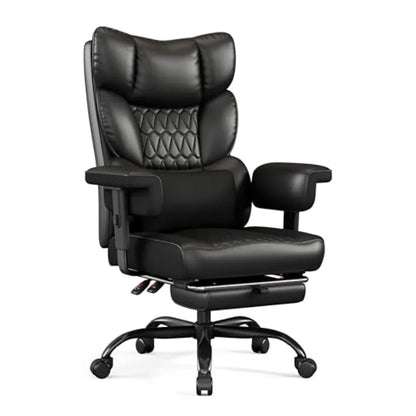 Big & Tall Executive Office Chair with Footrest, High Back 155° Reclining Desk Chair with Adjustable Armrests & Lumbar Support