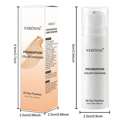 Color-Changing Liquid Foundation, Hydrating & Oil-Control Formula, Natural Coverage Makeup Base