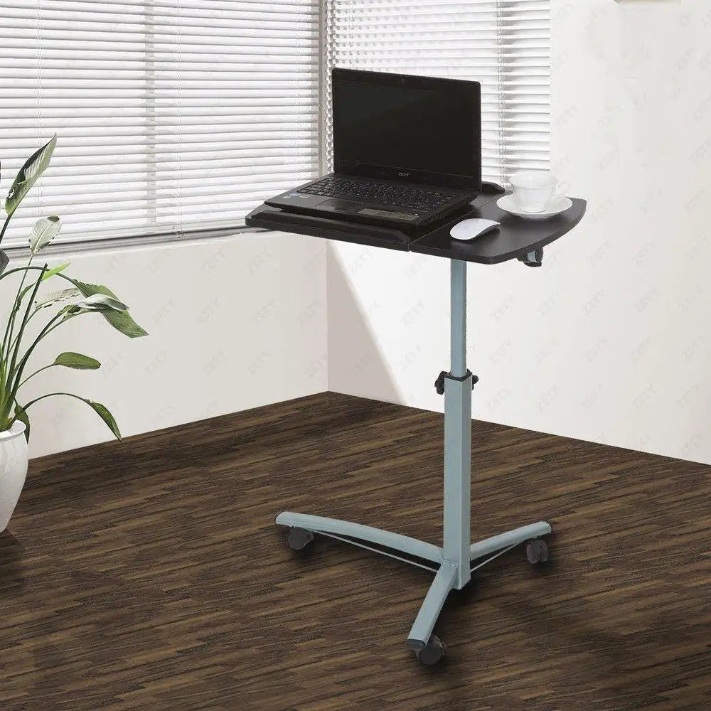 Height Adjustable Overbed Table with Wheels, Mobile Rolling Bedside Laptop Tray for Hospital & Home Use