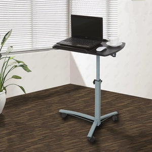 Height Adjustable Overbed Table with Wheels, Mobile Rolling Bedside Laptop Tray for Hospital & Home Use