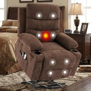 Oversized Power Lift Recliner Chair for Big & Tall Adults with Massage & Heat, Electric Stand Assist, USB Charging & Dual Cup Holders
