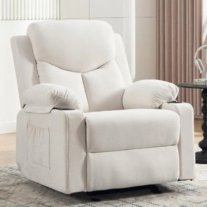 Manual Rocker Recliner Chair with Massage, Overstuffed Glider Recliner with Cup Holders & Side Pockets