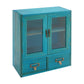 2-Tier Blue Wood Storage Cabinet with 2 Drawers & Double Doors, Space-Saving Organizer for Bedroom, Living Room & Home