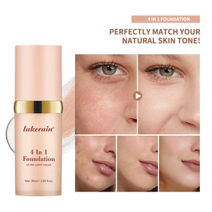 2-Piece 4-in-1 Color-Changing Foundation Set, Hydrating Concealer Coverage, Waterproof Makeup Base