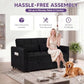 54-Inch 3-in-1 Convertible Sleeper Sofa Bed – Full-Size Velvet Pull-Out Futon Couch with Adjustable Backrest & 2 Pillows