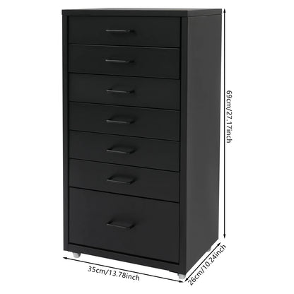 7-Drawer Rolling Storage Cabinet with Wheels, Mobile File Organizer & Bedside Table for Bedroom, Office & Living Room