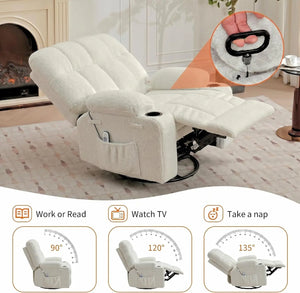 350 lb Massage Recliner Chair with Heat, Full-Body Vibration Massage, Cup Holders & Terry Cloth Upholstery