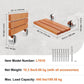 20" Folding Teak Shower Seat – Wall-Mounted Fold-Down Bath Bench, Space-Saving Design, 440 lb Capacity