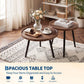 Round Nesting Coffee Table Set of 2, Wood & Metal Accent Side Tables for Living Room