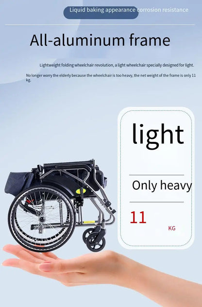 Lightweight Folding Aluminum Alloy Portable Wheelchair