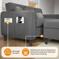 78-Inch L-Shaped Sectional Sofa – 3-Seat Grey Linen Couch with Storage Ottoman & Convertible Chaise for Small Spaces