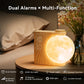 Moon Lamp Sunrise Alarm Clock with White Noise, Dual Alarms, 10 RGB Light Modes, Sleep Timer, Wood Grain Finish