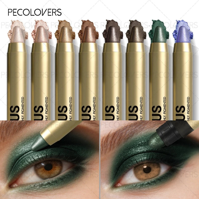 8-Piece Dual-Ended Metallic Eyeshadow Stick Set, Waterproof Blendable Eye Makeup and Highlighter Pencils