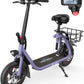 450W Electric Scooter with Seat for Adults, 15-Mile Range, 16 MPH, 12" Tires, Rear Basket, Adjustable Seat, UL2272 Certified