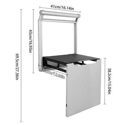 Wall-Mounted Folding Shower Seat with Padded Handrails – Slow-Close Space-Saving Bath Bench, 330 lb Capacity