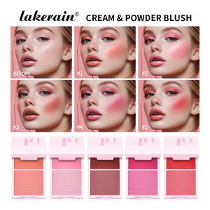 2-in-1 Cream & Powder Blush, Natural Pink, Highly Pigmented & Long-Lasting, 10 g