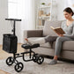 All-Terrain Knee Scooter for Adults – Steerable Leg Support Walker with Shock Absorber & Locking Handbrake