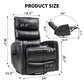 Black Fabric Swivel Rocker Recliner Chair with Massage & Heat – Manual Reclining Lounge Chair for Living Room