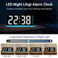 Mini Digital Alarm Clock with Blue Night Light, USB Powered, Year, Date & Temperature Display, Adjustable Brightness – Black