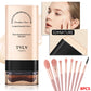 2-in-1 Foundation & Concealer Stick with Built-In Brush and 8-Piece Makeup Brush Set, Lightweight Coverage