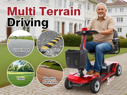 Foldable Electric Mobility Scooter for Adults, Long-Range Battery, Electromagnetic Brake, Portable Travel Scooter, Silver
