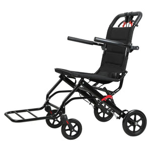17.7 Inch Narrow Foldable Transport Wheelchair with Pull Bar